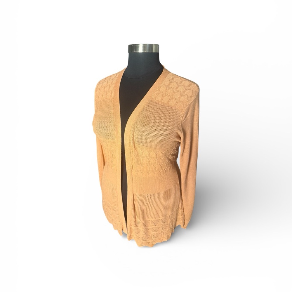 Debut Open Front Cardigan Kimono Style Geometric pattern Lightweight Peach SZ3XL